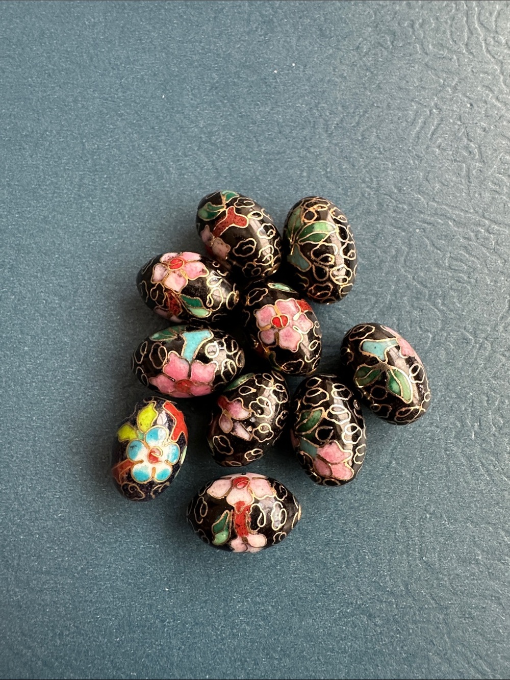 Vintage Oval Cloisonné beads bundle A